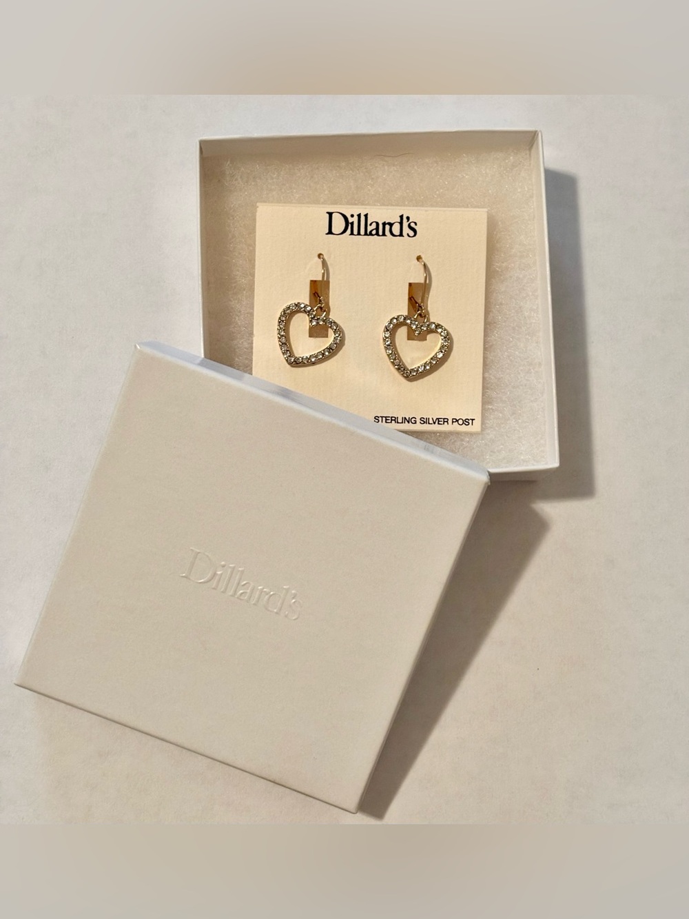NWT Heart 💛 Dangle Earrings | Pave Crystal & Gold-Tone Plated Alloy Metal | SS